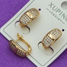 Сережки Xuping№433  15х6мм доріжка у білих цирконах  сережки з медичного золота куплю оптом біжутерика
