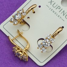 Сережки Xuping№432 доріжка у білих цирконах 6мм сережки з медичного золота куплю оптом біжутерика