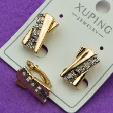 Сережки Xuping№446   15х7мм доріжка в білих цирконах медичне золото 18к оптом сережки від постачальника
