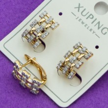 Сережки Xuping№445   14х7мм доріжка в білих цирконах медичне золото 18к оптом сережки від постачальника
