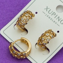 Сережки Xuping№443  d-12мм  доріжка в білих цирконах медичне золото 18к оптом сережки від постачальника