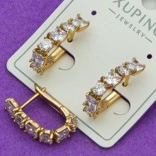 Сережки Xuping№442 довжина 20мм циркон 3мм доріжка в білих цирконах медичне золото 18к оптом сережки від постачальника