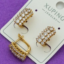 Сережки Xuping№441 15х6мм доріжка у білих цирконах куплю медичне золото 18к оптом сережки від постачальника