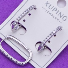Сережки xuping№407 висота 20мм прямокутної форми родій куплю xuping біжутерію медичне золото сережки 18к