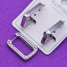 Сережки xuping№406   20х12мм прямокутної форми родій куплю xuping біжутерію медичне золото сережки 18к