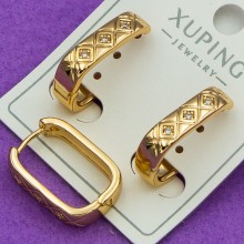 Сережки Xuping№439 13х20мм 4мм геометричної форми медичне золото 18к оптом сережки від постачальника