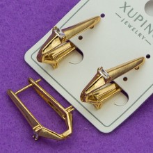 Сережки Xuping№437     25х10мм геометричної форми медичне золото 18к оптом сережки від постачальника