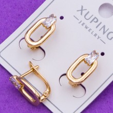 Сережки xuping№412 висота 10мм циркон 3х5мм 18к куплю біжутерію xuping медичне золото сережки 18к від виробника