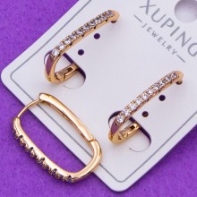 Сережки xuping№409  висота 25мм прямокутної форми 18к куплю xuping біжутерію медичне золото сережки 18к