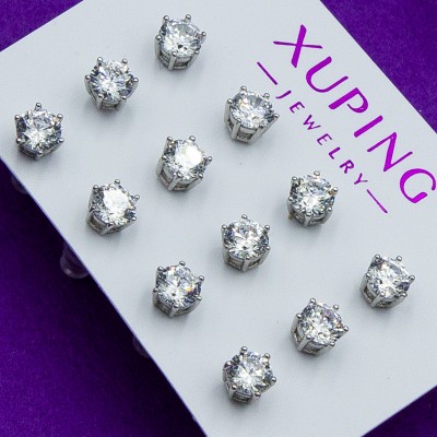 Гвоздики Xuping№15Г  ціна за 6 пар  з білими цирконами купити медичне золото оптом від виробника в інтернет магазині