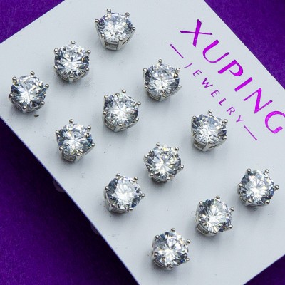 Гвоздики Xuping№15Д   цена за 6пар з білими цирконами купити медичне золото оптом від виробника в інтернет магазині