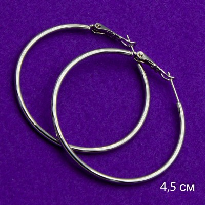 Сережки-кільця Xuping№2485    4.5мм гладкі замок клямка куплю медичний сплав оптом позолотка біжумаркет