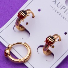 Сережки Xuping№622 кільця 12мм з сонечком куплю біжутерію з медзолота оптом