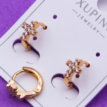 Сережки Xuping№623 кільця 12мм з хрестиком куплю біжутерію з медзолота оптом