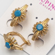 Серьги Xuping№1825 с камнем голубого цвета оптом.