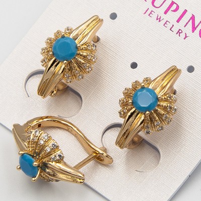 Серьги Xuping№1825 с камнем голубого цвета оптом.