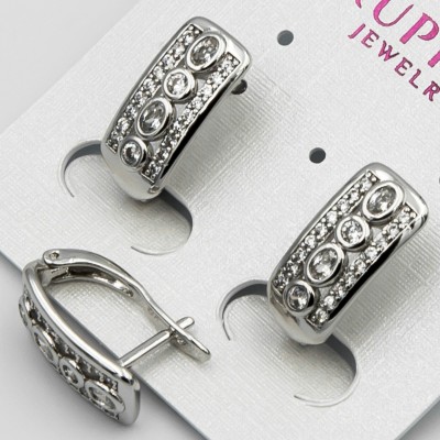 Серьги Xuping№2264 под серебро с цирконами оптом.