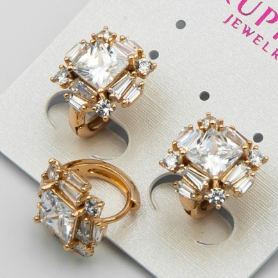 Серьги Xuping№2406 на круглом замке с камнями оптом.