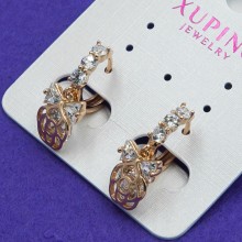 Серьги Xuping№275 с цирконами белого цвета медицинское золото xuping оптом.