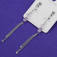 Серьги Xuping№819 длинные с бледно-розовыми камнями оптом.
