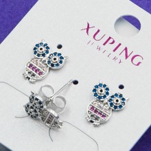 Серьги Xuping№780 сова с камнями разного цвета оптом.