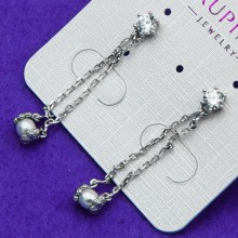 Серьги Xuping№154     длинные с жемчужинами бижутерия Хьюпинг оптом.