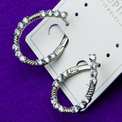 Серьги xuping№167   белые оригинальные с белыми цирконами бижутерия из медсплава купить оптом