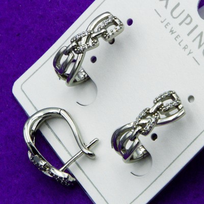 Серьги Xuping№166   белые продолговатые дорожки интернет магазин ксюпинг оптом