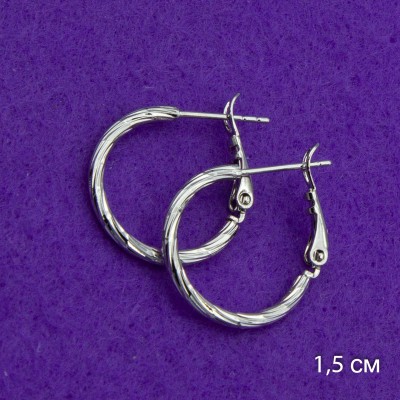 Серьги-кольца Xuping№44  1.5D перекрученные на белом металле медицинское золото ювелирная бижутерия купить оптом