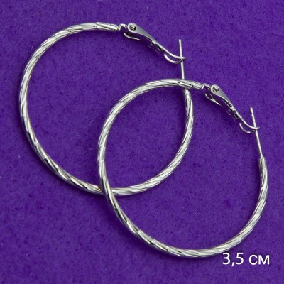 Серьги-кольца Xuping№42  3.5D перекрученные на белом металле медицинское золото ювелирная бижутерия купить оптом