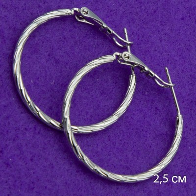 Серьги-кольца Xuping№43  2.5D перекрученные на белом металле медицинское золото ювелирная бижутерия купить оптом