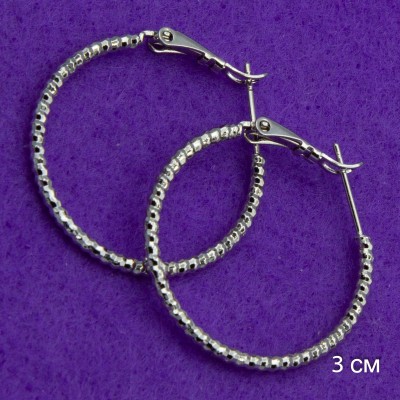 Серьги-кольца Xuping№40  3.0D перекрученные на белом металле медицинское золото ювелирная бижутерия купить оптом