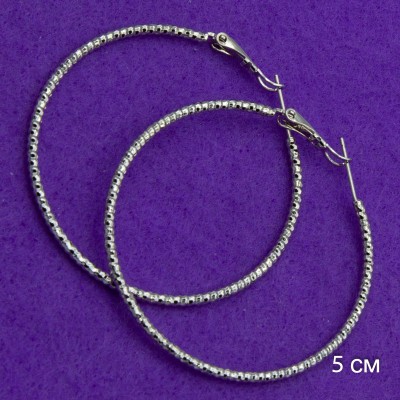 Серьги-кольца Xuping№38  5.0D перекрученные на белом металле медицинское золото ювелирная бижутерия купить оптом