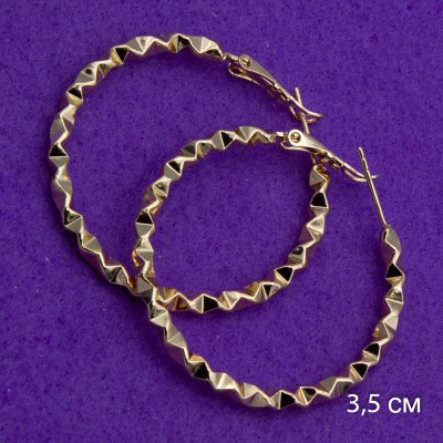 Серьги-кольца Xuping№50   2.5d крученные интересного дизайна медицинское золото оптом от производителя