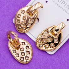 Сережки Xuping№425 25х15 великі з білими цирконами купити сережки Xuping біжутерія медичне золото біжумаркет