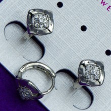 Серьги Xuping№64     с цирконом колечки ромбовидной формы изделия из медзолота купить оптом хьюпинг