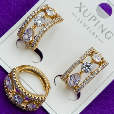 Серьги Xuping№2544     дорожка с белыми цирконами оригинальные купити медичне золото оптом Одесса