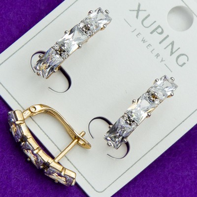 Сережки Xuping№217А   доріжки із білими цирконами куплю оптом медзолото в інтернет магазині недорого