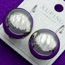 Сережки Xuping№204 кулі білі великі куплю оптом медзолото в інтернет магазині недорого від виробника