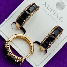 Сережки Xuping№216   доріжки із чорними цирконами куплю оптом медзолото в інтернет магазині недорого