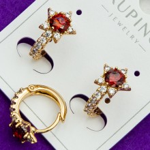 Сережки Xuping№130 червоні зірочки купити оптом недорого медзолото вид виробника