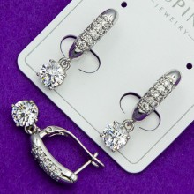 Сережки Xuping№125     висюльки з білими цирконами куплю сережки від виробника