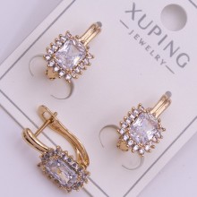 Сережки Xuping№452 висота 17мм циркон 5х7мм на англ замку купити медичне золото від виробника біжумаркет