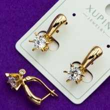 Сережки Xuping№92 з білим цирконом сережки із медичного золота куплю оптом біжумаркет