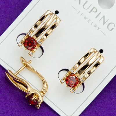 Сережки xuping№2410    з червоним цирконом кюпінг ювелірна біжутерія оптом дешево медичне золото