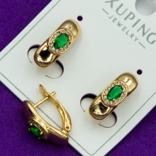 Сережки Xuping№227В   доріжка із зеленим цирконом медичне золото сережки доріжки оптом