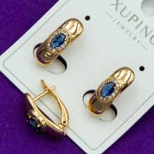 Сережки Xuping№227С  доріжка із блакитним цирконом медичне золото сережки доріжки оптом