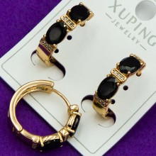 Серьги xuping№74 колечки с черными цирконами ювелирную бижутерию ксюпинг купить оптом