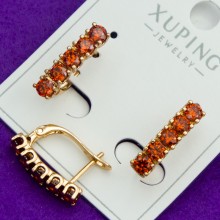 Сережки Xuping№67М   доріжка з червоними цирконами куплю медичний сплав сережки оптом