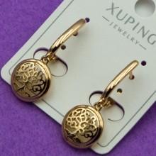 Сережки Xuping№448 довжина 26мм d-15мм висюльки грошове дерево куплю медичне золото 18к оптом сережки від постачальника